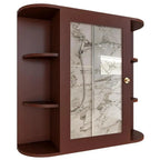 Designer Wooden Bathroom Cabinet Mirror with 10 Spacious Shelves with Brown Finish - Decor Mantra 