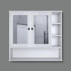 Premium Space Saving Bathroom Mirror Cabinet with 6 Spacious Shelves with Wooden White Finish - Decor Mantra 