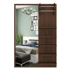 Beautiful Modern Dressing Mirror Shelves with Walnut Finish - Decor Mantra 