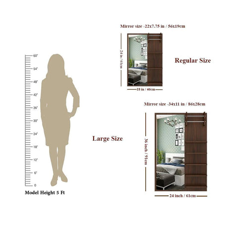 Beautiful Modern Dressing Mirror Shelves with Walnut Finish - Decor Mantra 