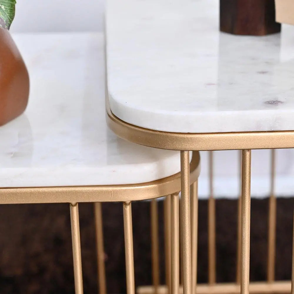 Premium Square Tethered Metallic Table Set of 2 - Decor Mantra 