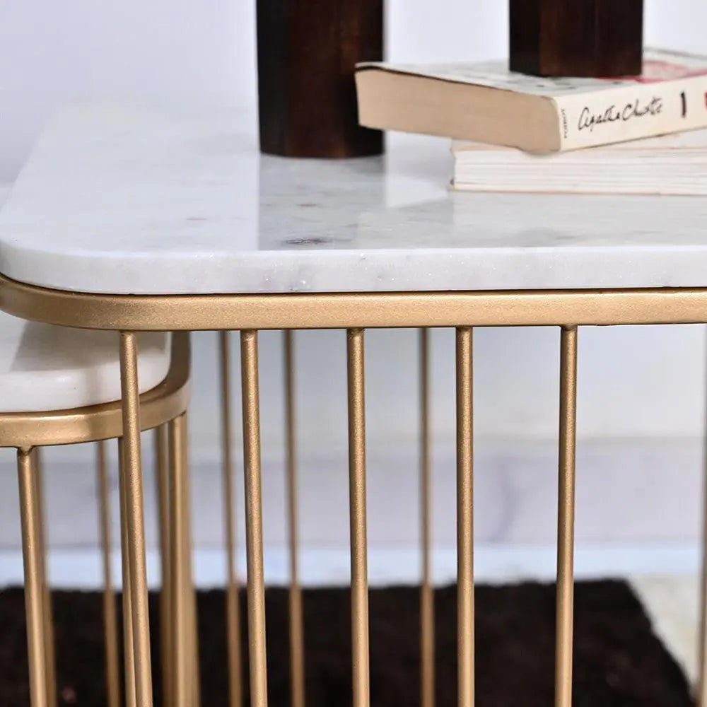 Premium Square Tethered Metallic Table Set of 2 - Decor Mantra 