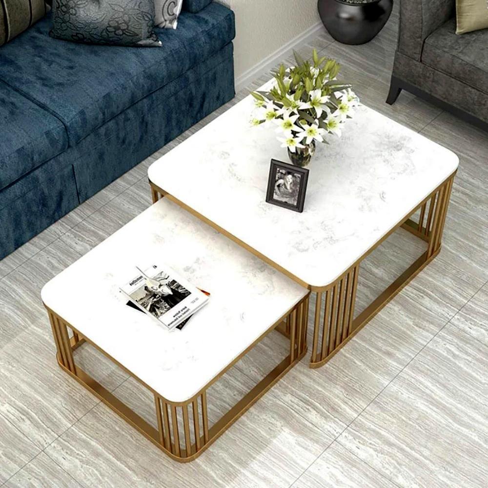 Premium Square Tethered Metallic Table Set of 2 - Decor Mantra 