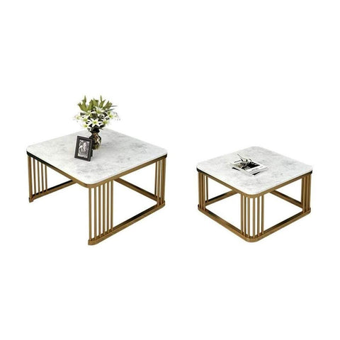 Premium Square Tethered Metallic Table Set of 2 - Decor Mantra 