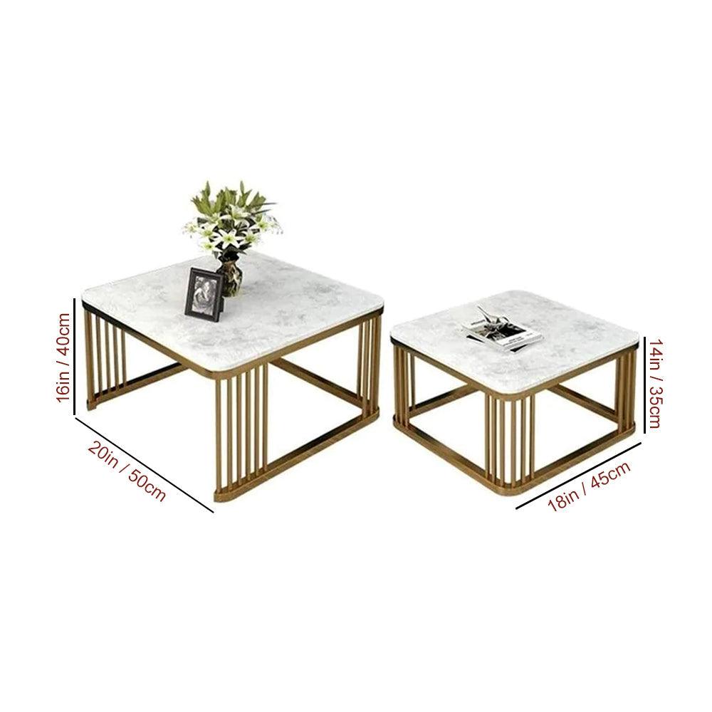 Premium Square Tethered Metallic Table Set of 2 - Decor Mantra 
