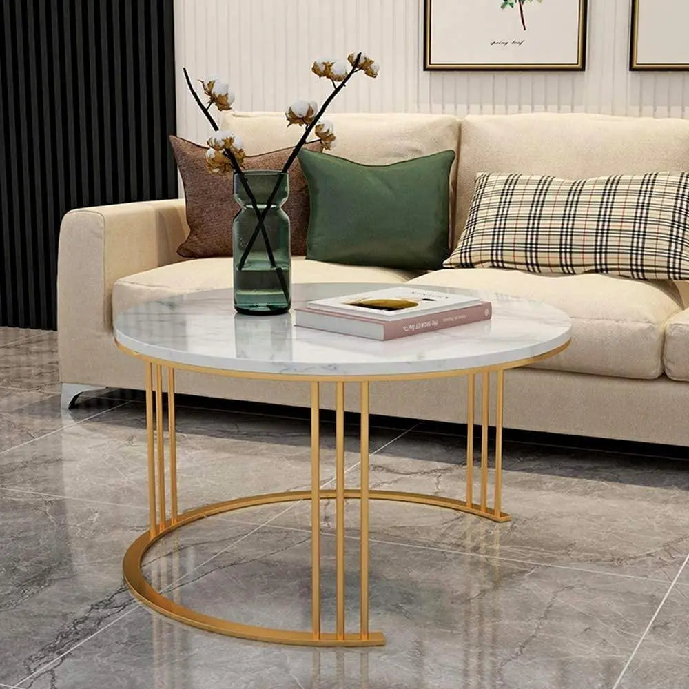 Modern Classic Designer Tethered Iron Stand Coffee Table Set of 2 - Decor Mantra 
