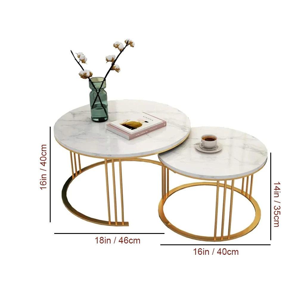 Modern Classic Designer Tethered Iron Stand Coffee Table Set of 2 - Decor Mantra 