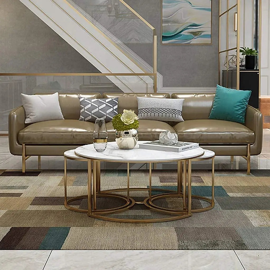 Designer Trio Golden Nesting Tables Set of 3 - Decor Mantra 