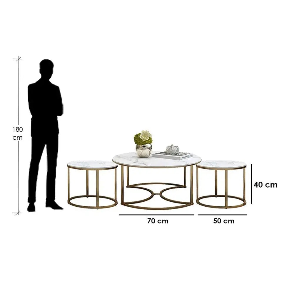 Designer Trio Golden Nesting Tables Set of 3 - Decor Mantra 