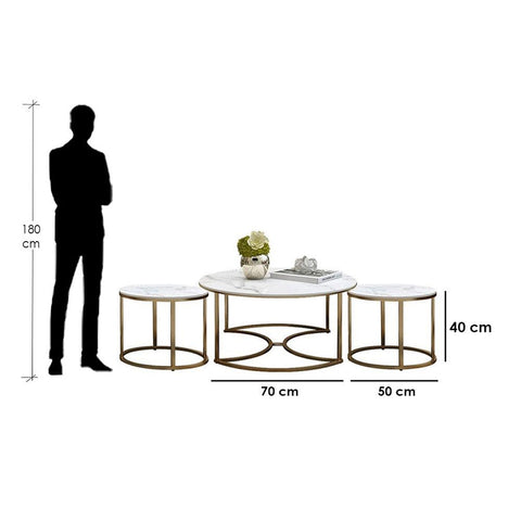 Designer Trio Golden Nesting Tables Set of 3 - Decor Mantra 