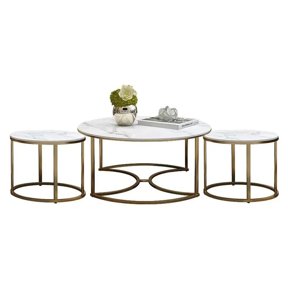 Designer Trio Golden Nesting Tables Set of 3 - Decor Mantra 