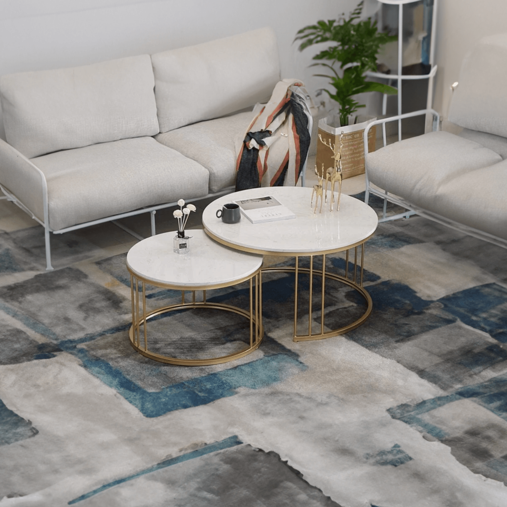 Classic Tethered Metallic Premium Table Set of 2 - Decor Mantra 