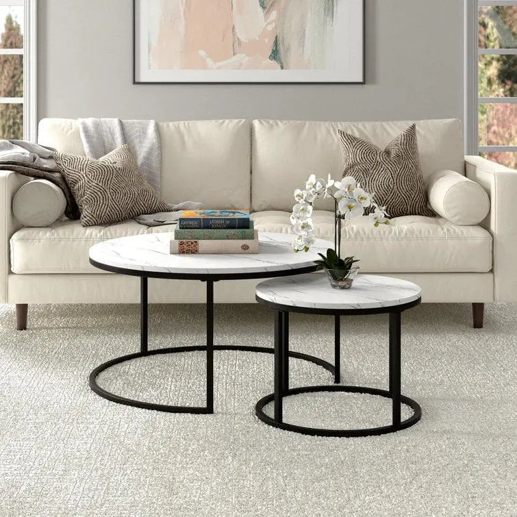 Premium Metallic Nesting Center Nesting Coffee Table Set of 2 - Decor Mantra 