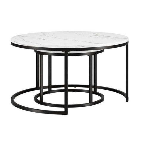 Premium Metallic Nesting Center Nesting Coffee Table Set of 2 - Decor Mantra 