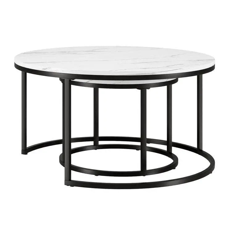 Premium Metallic Nesting Center Nesting Coffee Table Set of 2 - Decor Mantra 