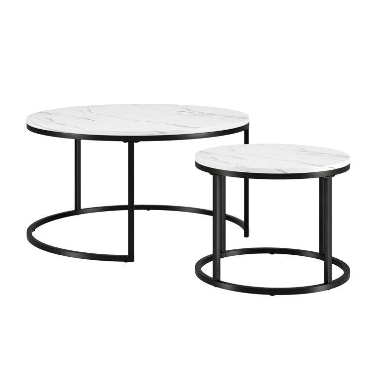 Premium Metallic Nesting Center Nesting Coffee Table Set of 2 - Decor Mantra 
