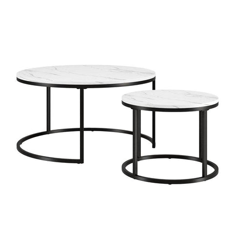 Premium Metallic Nesting Center Nesting Coffee Table Set of 2 - Decor Mantra 