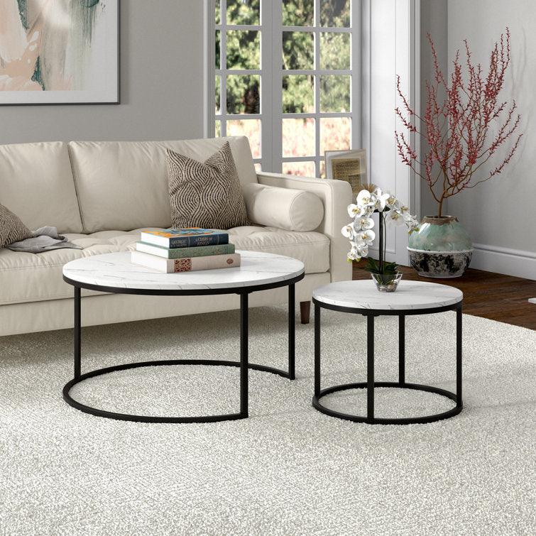 Premium Metallic Nesting Center Nesting Coffee Table Set of 2 - Decor Mantra 