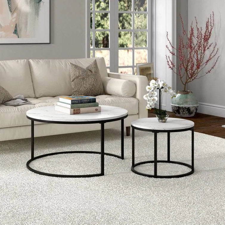 Premium Metallic Nesting Center Nesting Coffee Table Set of 2 - Decor Mantra 
