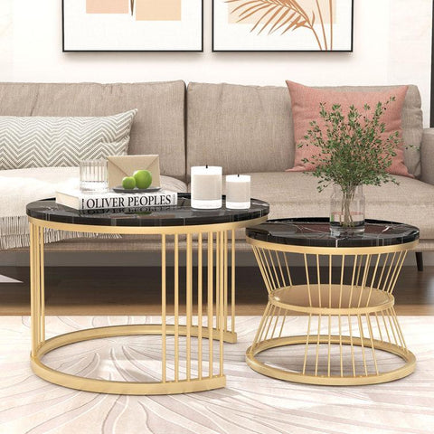 Minimalist Sleek Nesting Coffee Table Set of 2 - Decor Mantra 
