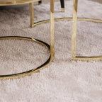 Round White Marble Coffee Tables with Iron Bases, Set of 2 - Decor Mantra 