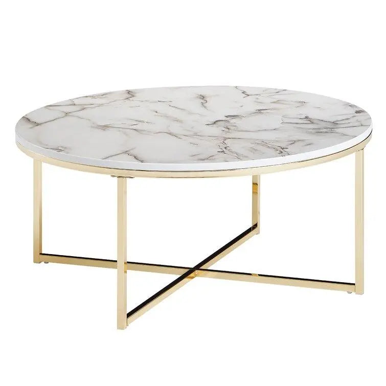 Round White Marble Coffee Tables with Sturdy Iron Stands - Decor Mantra 