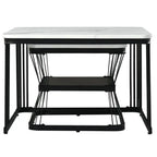 Classic White Marble Table Duo with Metallic Tethered Detailing - Decor Mantra 