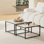 Set of 2 Tethered Metallic Square Tables - Decor Mantra 
