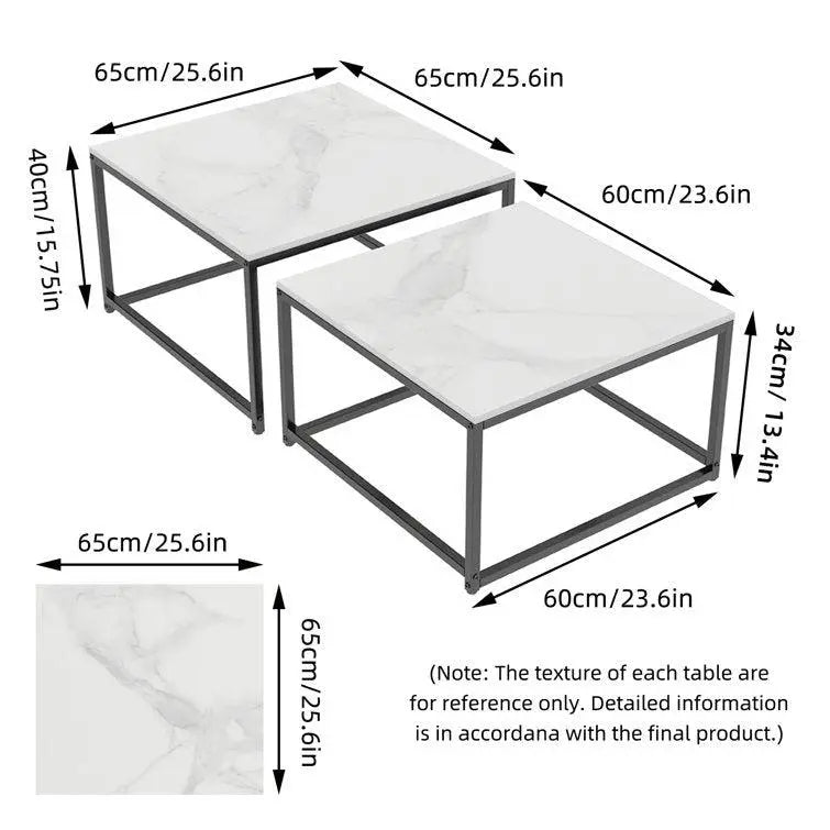 Set of 2 Tethered Metallic Square Tables - Decor Mantra 