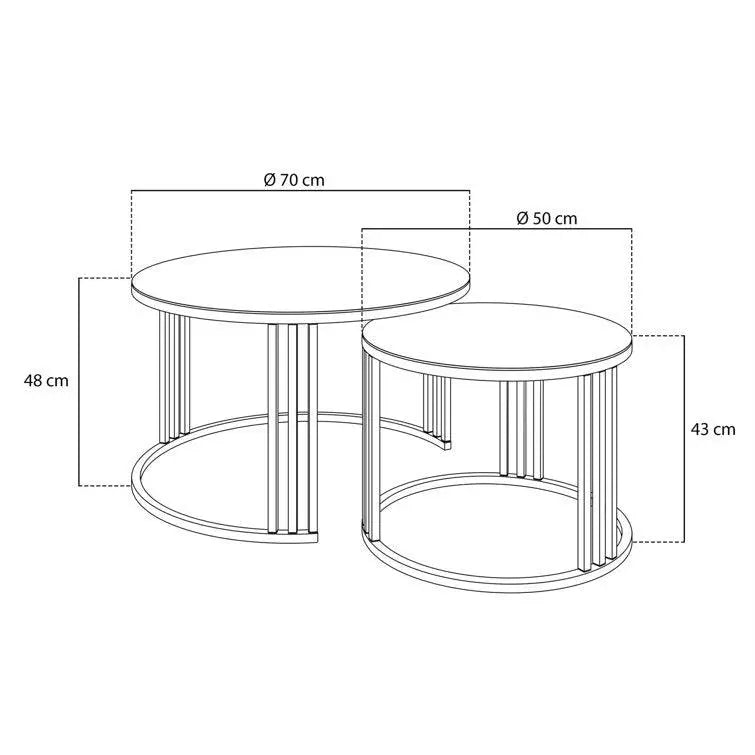 Set of 2 Tables with Luxurious Golden Caged Frames and Black Marble Tops - Decor Mantra 