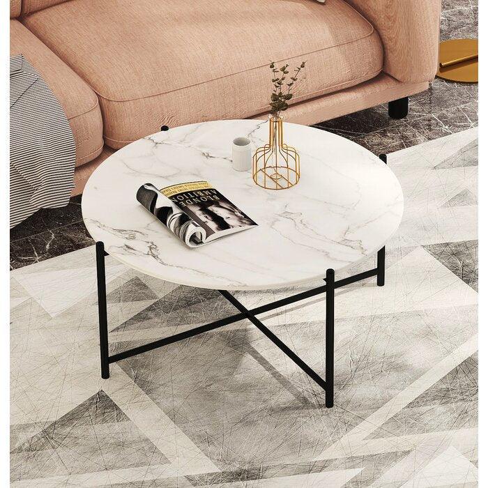 Modern Coffee Table with Black Cross Legs - Decor Mantra 