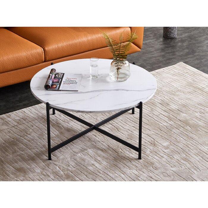 Modern Coffee Table with Black Cross Legs - Decor Mantra 