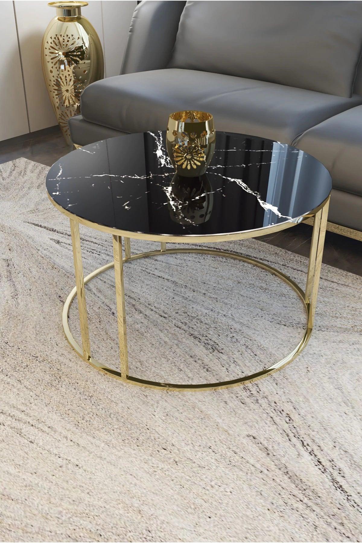 Modern Black and Gold Coffee Table Variant - Decor Mantra 