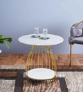 Gold-Accented Miko Coffee Table in White DECORMANTRA