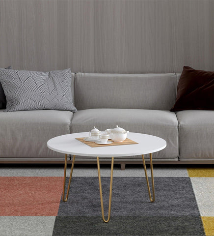 Coffee Table in Gold and White Metal Finish - Decor Mantra 