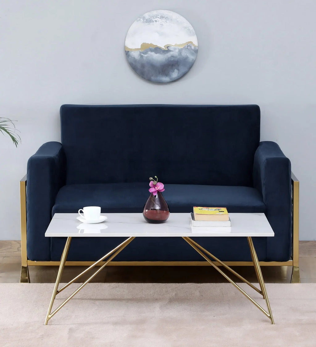 Coffee Table with Elegant Porcelain Top and Matte Gold Finish DECORMANTRA