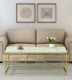 Coffee Table Featuring a Porcelain Top and Matte Gold Finish - Decor Mantra 