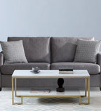 Metal Coffee Table with Brass Finish and Porcelain Top - Decor Mantra 
