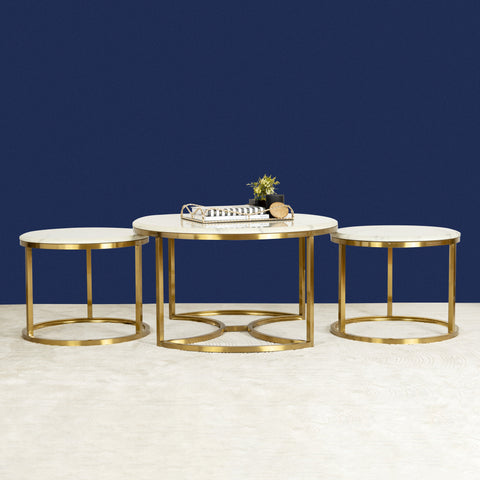 Opulent Tranquility Gold Coffee Table Set of 3