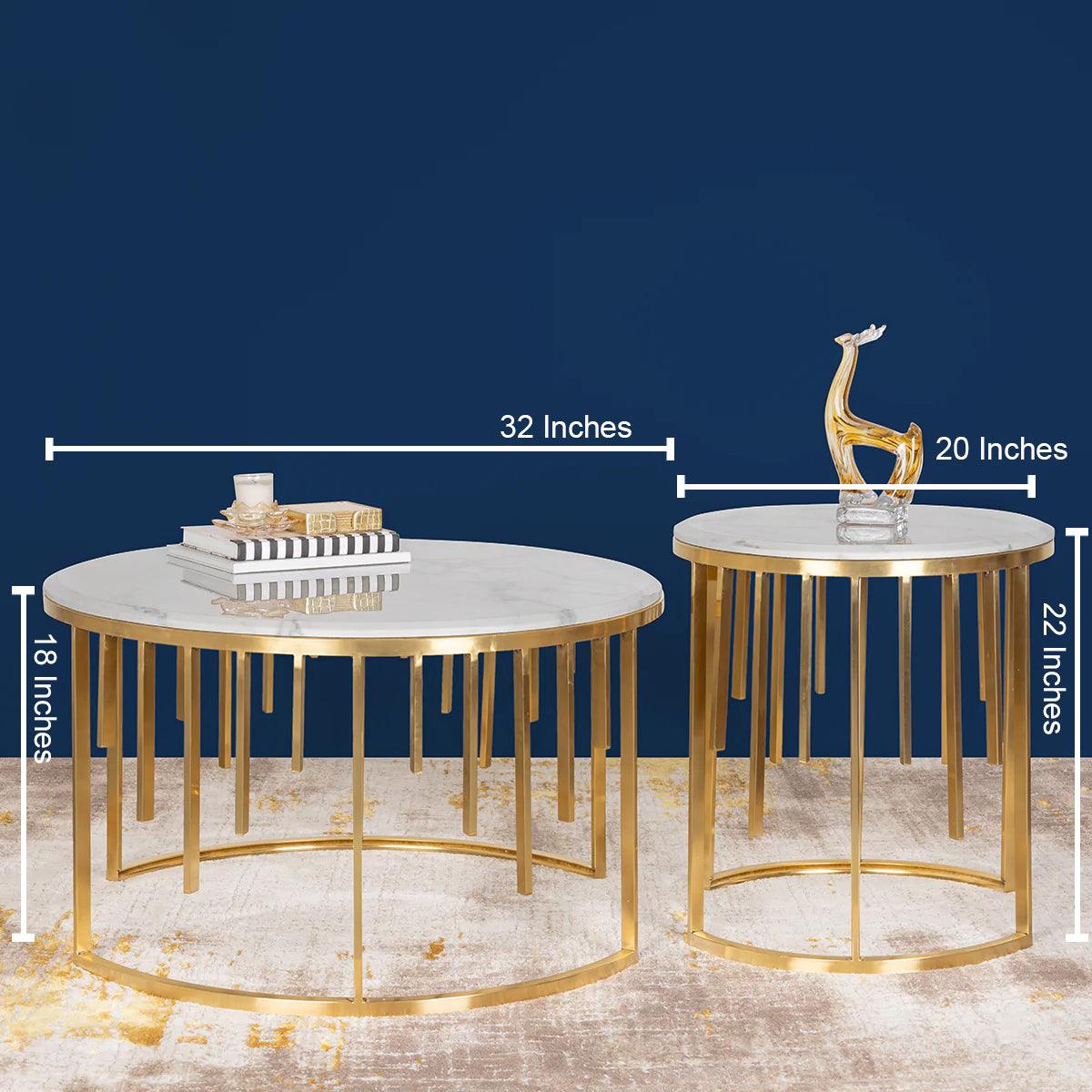 Golden Stainless Steel Quasar Coffee Table - Decor Mantra 