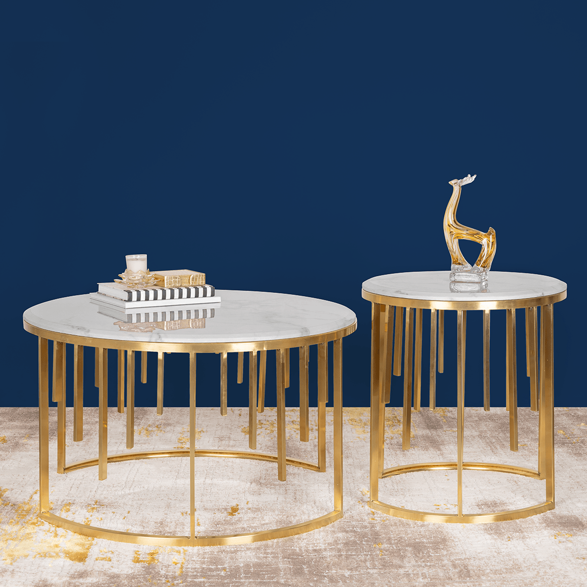 Golden Stainless Steel Quasar Coffee Table - Decor Mantra 