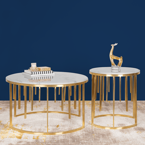 Golden Stainless Steel Quasar Coffee Table - Decor Mantra 