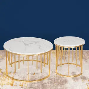 Golden Stainless Steel Quasar Coffee Table - Decor Mantra 