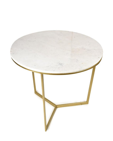Round Coffee Table with Gold and White Finish - Decor Mantra 