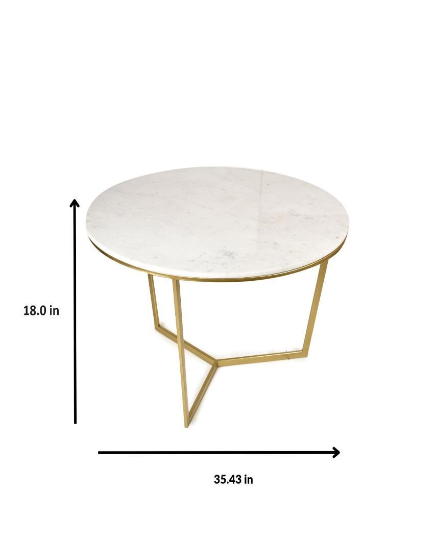 Round Coffee Table with Gold and White Finish - Decor Mantra 