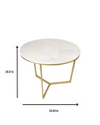 Round Coffee Table with Gold and White Finish - Decor Mantra 
