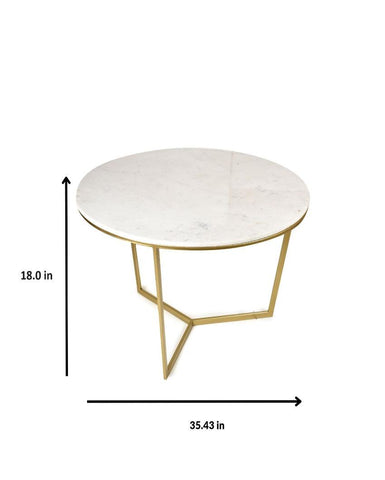 Round Coffee Table with Gold and White Finish - Decor Mantra 