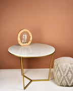 Round Coffee Table with Gold and White Finish - Decor Mantra 