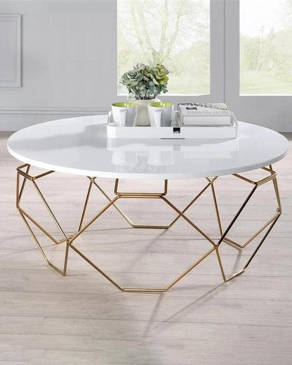 Coffee Table with Gold Wire Metal Frame - Decor Mantra 