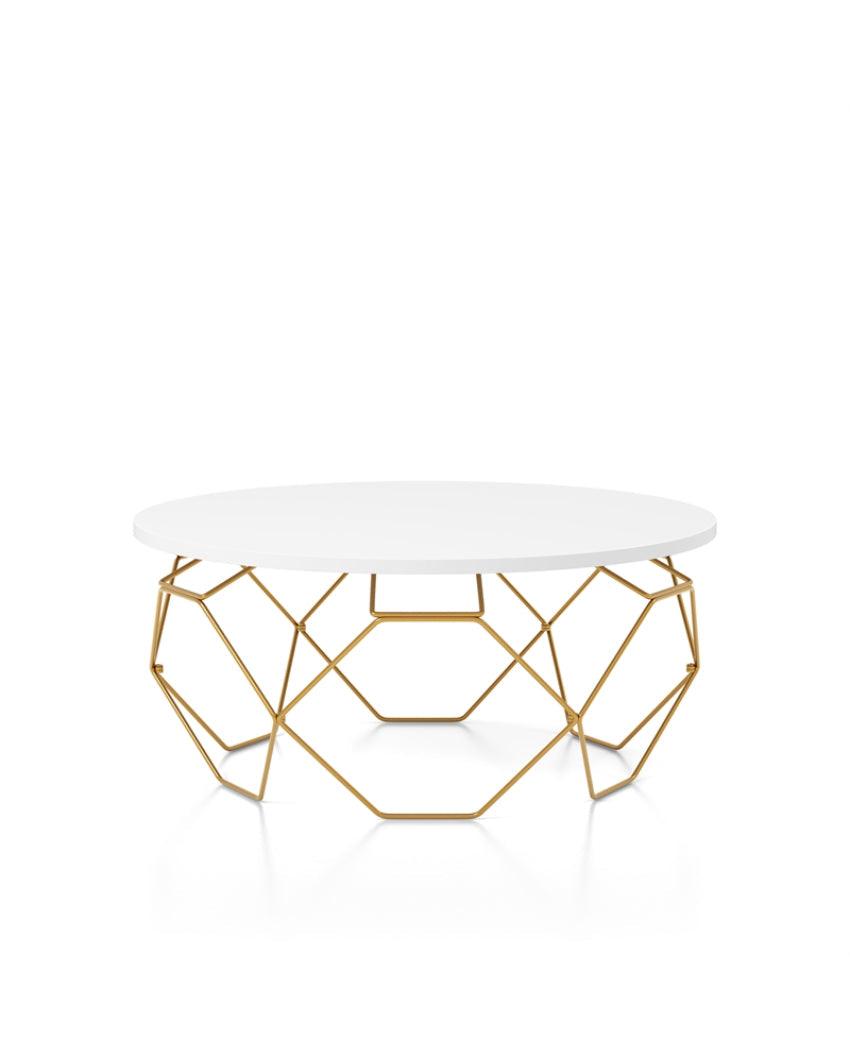 Coffee Table with Gold Wire Metal Frame - Decor Mantra 